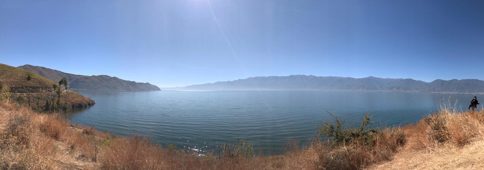 Panoramic lake and mountain view in Yunnan