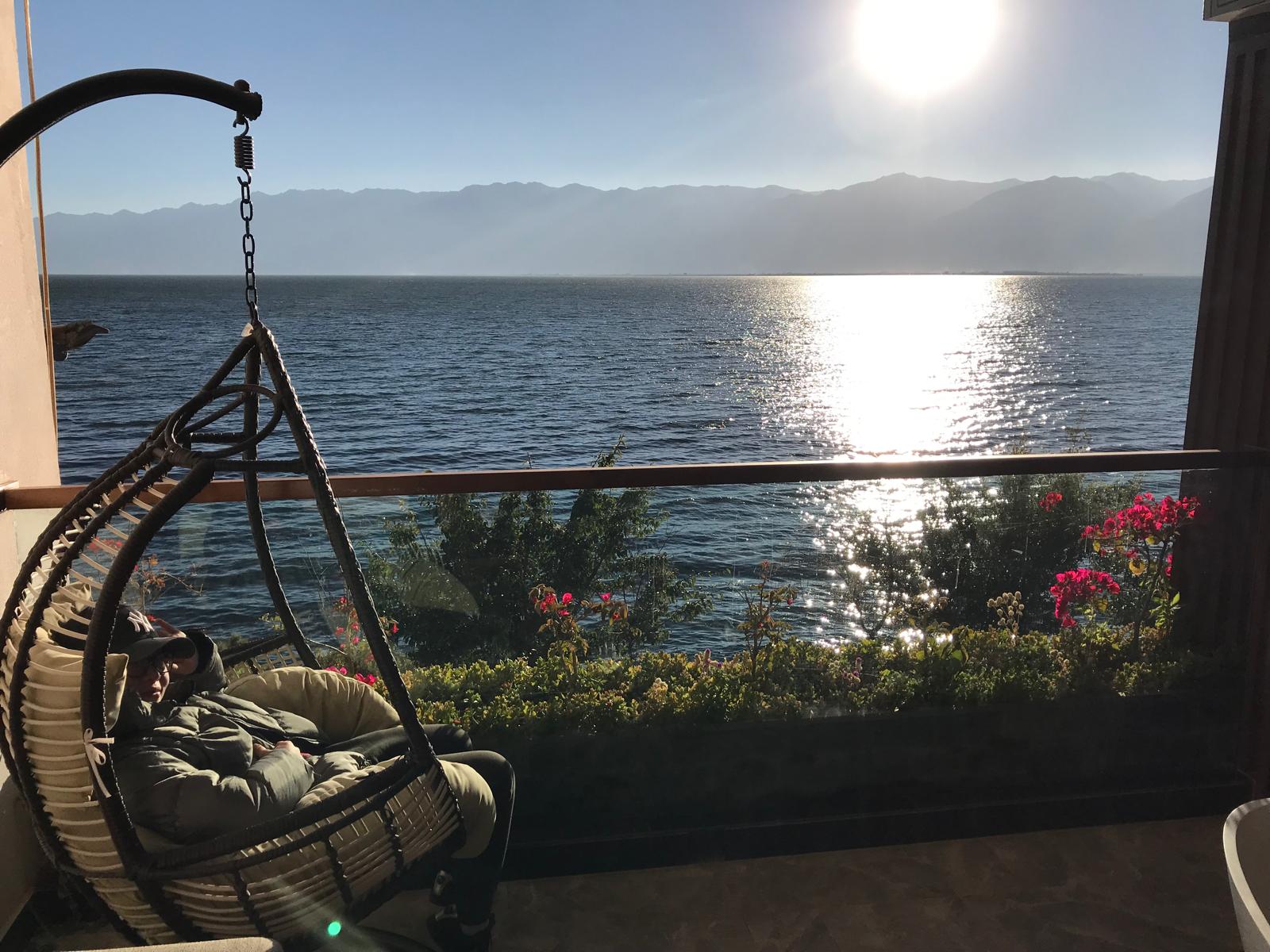 Lake view from a terrace in Yunnan